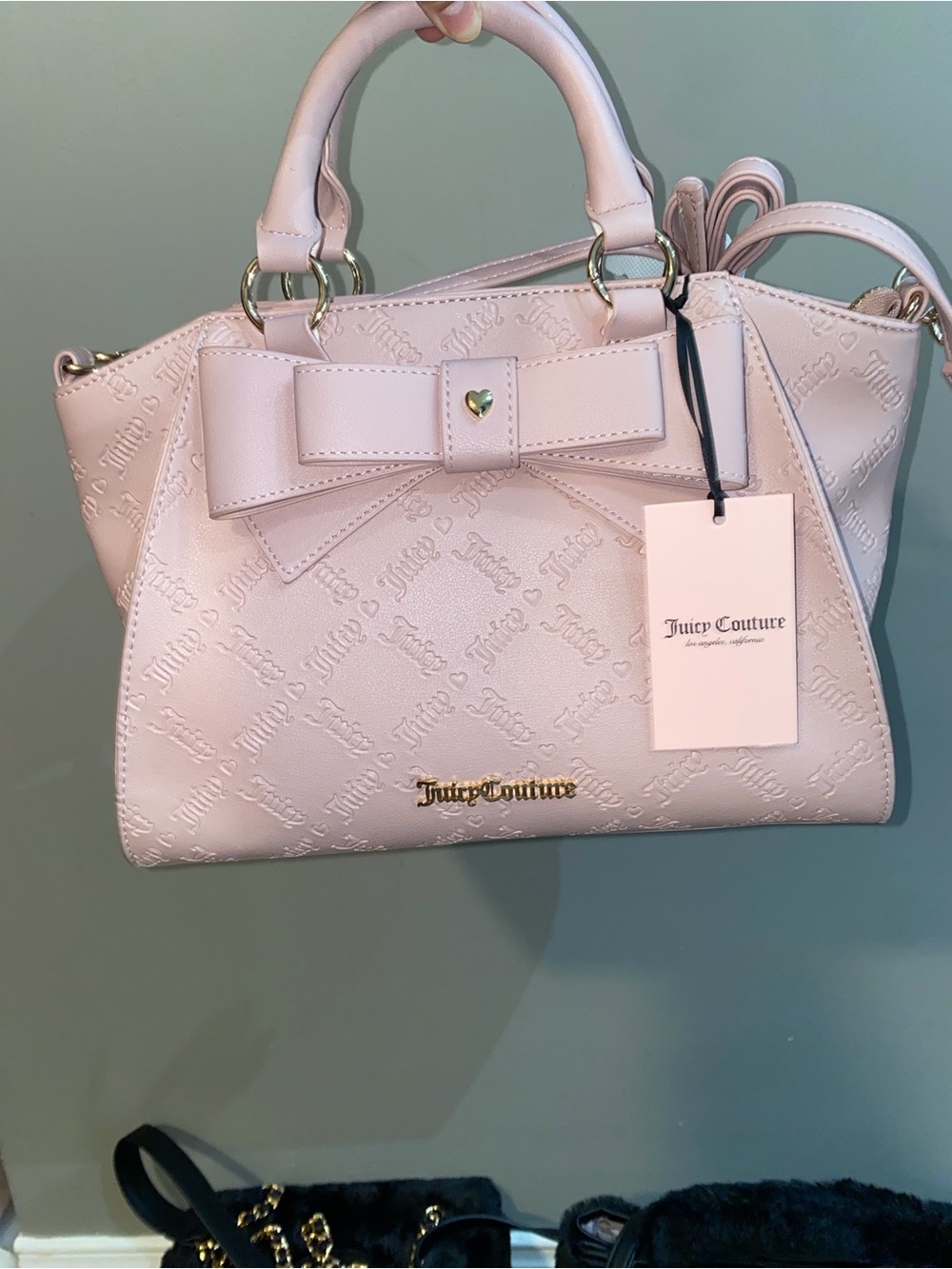 Juicy Couture Light Pink Bow Embossed Satchel